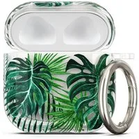 kwmobile Kopfhörer-Schutzhülle Hülle für Apple Airpods 4 Grün Transparent, Weiche TPU Schutzhülle - Cover Case Tropische Pflanzen Design