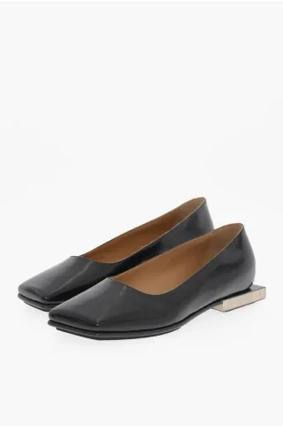 MM22 Lackleder-Ballerinas mit quadratischem Absatz in Schwarz