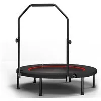 BBWL Fitnesstrampolin Fitness Trampolin klappbar mit Griff Premium Elastik leise Bungee, Ø 101 cm, Trampolin 101cm Indoor Rebounder höhenverstellbar stabil