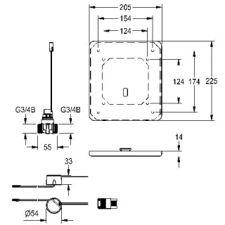 KWC Aquarotter Urinalspülarmatur, F5, elek., DN15, UP, Umrüstung AQUAMAT, 230 VAC, 2030057354 2030057354