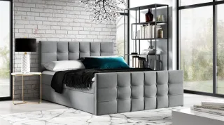 Boxspringbett Schlafzimmerbett OVIEDO LUX 120x220cm Stoff Faro Grau