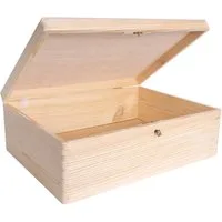 Creative Deco Holzkiste mit Deckel und Schlüssel