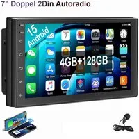 ESSGOO 7" Doppel 2Din Autoradio 6+128G BT Carpaly Android 15 4G-LTE 8-Kern Autoradio (Digitalradio (DAB), RDS, FM, AM, Carplay Android Auto GPS Navi WIFI BT USB)