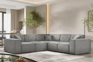 Ecksofa Designersofa CESINA in Stoff Opera Velvet Steingrau Seite Universal