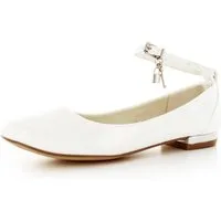 White Lady 831 ivory Lack - flache Brautschuhe mit Riemchen Ballerina