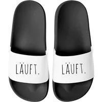 MoonWorks Badeschlappen Unisex mit Aufdruck Läuft Herren Damen Badeschuhe Badesandale
