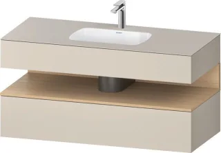 Duravit Qatego Einbauwaschtisch mit Konsolenwaschtischunterbau Taupe Supermatt 1200x550x600 mm - QA4 QA4787030830010