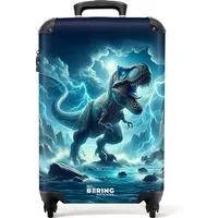 NoBoringSuitcases.com© Kinderkoffer Illustration eines Dinosauriers in Blautönen 55x35x20cm, 4 Rollen, Handgepäck Koffer, Hartschalenkoffer Kinder, Reisekoffer Jungen