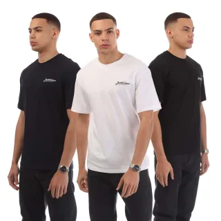 Jack And Jones - "Beau Footprint" T-Shirt für Herren, Baumwolle, Regulär (3er-Pack) (Marine)