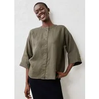 bonprix Shirtbluse Oversize-Passform, aus Leinen, strukturierte Oberfläche, 3/4-Ärmel