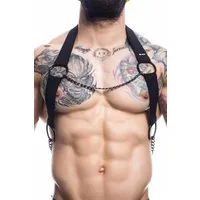 CUT4MEN Bauch- und Rückenstützgürtel Schwarzer Herren Brust-Harness Männer Geschirr elastisch aus Gummibänd