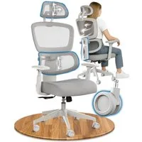 DESKSPACE Bürostuhl Move Ergonomischer Bürostuhl 3-stufige Neigung Schreibtischstuhl 150kg, Intelligente Lordosenstütze zur automatischen Rückenunterstützung
