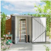Outsunny Gerätehaus Metall 0,92 m² Geräteschuppen mit Pultdach Abschließbarer Tür, BxT: 100x103 cm, (Gartenschrank, 1 St., Geräteschrank), für Garten, Grau