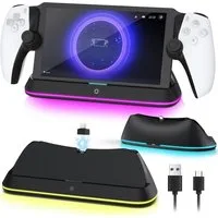 AURIVION Ladestation für PlayStation Portal mit RGB Licht & Typ-C Controller (Set, 1 St., PS Portal Ladeständer mit Pogo-Pin & stabilem Design)