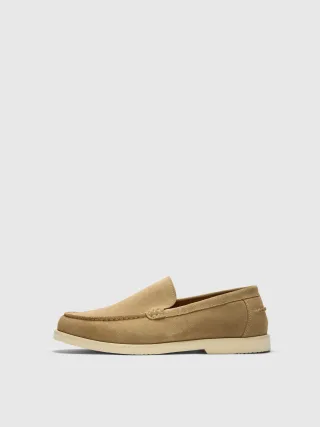SELECTED MEN - SLMOWEN SUEDE CLEAN LOAFER Sand - Gr. - 40