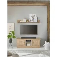 Home affaire Wohnwand Cornwall, Anbauwand im Landhausstil, Wohnzimmer-Set, Eiche Dekor, (Set, 2-St), enthält Lowboard, Wandboard, Eiche Dekor, 152 cm breit