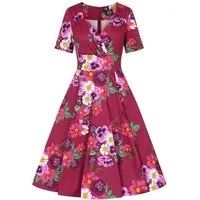 Hearts & Roses London A-Linien-Kleid Berry Blossom Blumen Floral Vintage Retro 50er