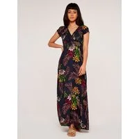 Apricot Maxikleid Tropisches Maxikleid mit Smockband