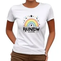 Banco T-Shirt Damen Kurzarm Rainbow Print Unifarben hochwertiger Print
