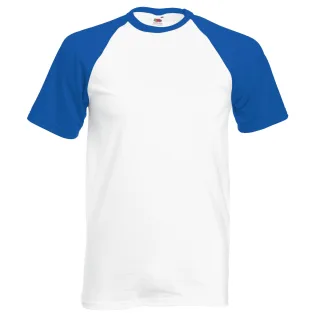 Fruit Of The Loom Herren Kurzarm Baseball T-Shirt (Weiß/Royal Blau)