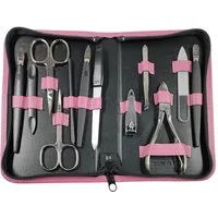 EloModa Maniküre-Kosmetik-Etui 12teiliges Solingen* Maniküre Set mit Leder-Etui Nagelpflege, Made in, 12 tlg., Made in Germany, Solinger Qualität, Echtleder-Etui, Gehärteter Stahl