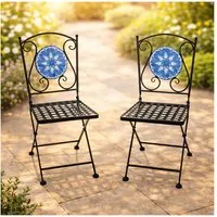 HTI-Living Gartenstuhl Gartenstühle 2 Stück Marocco Blau (Set, 2 St), Balkonstühle Gartenstuhl Metallstühle