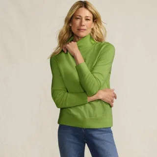 Merino-Pullover mit weitem Rollkragen für Damen, Damen, size: regular, Grün, Wolle, by Lands' End