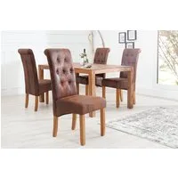 riess-ambiente Esszimmerstuhl CASA vintage braun/natur - Microfaser, Gummibaum, Massivholz, vintage, bequeme Polsterung & Knopfheftung - ideal für Deinen Chesterfield-Look
