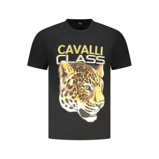 Cavalli Class Schwarzes Baumwoll T-Shirt für Herren