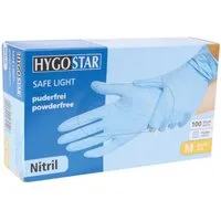 Franz Mensch Einweghandschuhe Hygostar "Safe Light" Nitril-Handschuhe Blau, 90 Stück