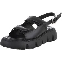 Ital-Design Kunstleder Sandalen mit Klettverschluss für Damen Plateausandaletten (89372570) Keilabsatz/Wedge Keilsandaletten in Schwarz