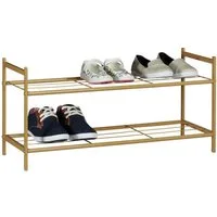 relaxdays Schuhregal mit 2 Ebene, Honigbraun