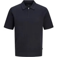 Jack & Jones Polokragenpullover JPRBLAMILANO SPRING KNIT ZIP POLO SS SN Baumwollmischung