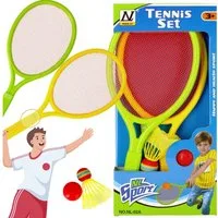Sarcia.eu Spielgeschirr Kinderschläger Set: 2 Schläger, Ball & Querruder – Badminton & Tennis