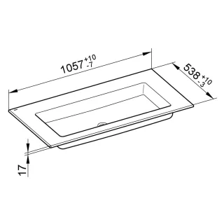 Keuco Keramik-Waschtisch Royal 60 32150, B: 1055, H: 17, T: 538 mm 32150311000