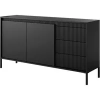 Masseno Kommode SENSATO 154 cm Sideboard mit 3 Schubladen und 2 Türen Schwarz
