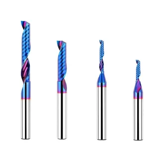 1/4 Inch Shank YK20 Alloy CNC Router Bit Spiral Design Nano Coated Cutter for Aluminum Brass ABS Acrylic HDPE High Preci