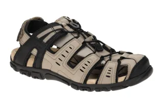 Geox Herren Sandale U4524C taupe-grau Schwarz Wander Trekking wasserdicht atm...