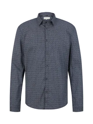 Denim Tom Tailor - Slim Fit Hemd mit Printmuster navy scratched check print - Gr. - XXL