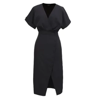 Asymmetrisches Kleid mit seitlichen Knöpfen und Kreuzherzen