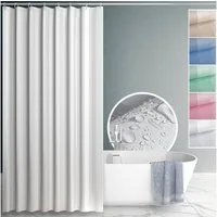 ANRO Duschvorhang aus Italien hochwertiger Badevorhang Textil mit Ösen und Haken Breite 120 cm (Packung, 1-tlg., Duschvorhang inkl. Aufhängeringe), robuster Vorhang Stangenaufhängung in Größe 200x120cm in weiß