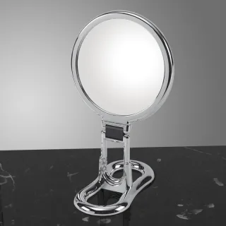 Koh-i-Noor Spiegel mit Klappgriff und Ständer, doppelseitig, 398KK-6, Chrom 398KK-6