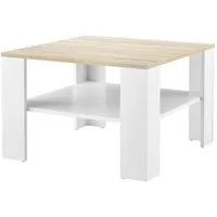 en.casa Couchtisch, »Aachen« Wohnzimmertisch 60x60x40cm Weiß/Eiche-Optik