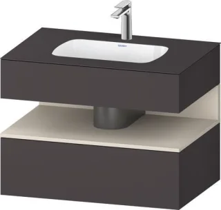 Duravit Qatego Einbauwaschtisch mit Konsolenwaschtischunterbau Graphit & Taupe Supermatt 800x550x600 QA4785083800010