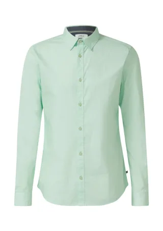s.Oliver Red Label - Slim Fit: Gemustertes Hemd mit Kentkragen blau - Gr. - L
