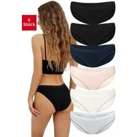 Fabio Farini Bikinislip Damen Unterhose - Frauen Pantys aus Baumwolle (Packung, 6-St) im sportlich modischen Bikini-Style