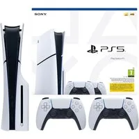 Playstation PlayStation 5 Slim Konsole Disk Edition + 2 Controller Bundle 1TB, mit CD Laufwerk Disc