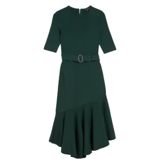 Ted Baker Samalee Strickkleid Mit Schwingendem Rock, Dunkelgrün, Midi-länge