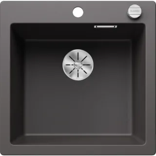 Blanco Pleon 5 Silgranit Spüle 523677 51,5 x 51 cm, felsgrau, Ablauffernbedienung mit Drehbetätigung
