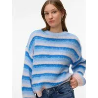 Vero Moda Strickpullover VMMAYBE STRIPE LS O-NECK PULLOVER NOOS Kunstfaser, loose fit